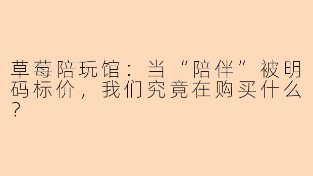 草莓陪玩馆:当“陪伴”被明码标价,我们究竟在购买什么?