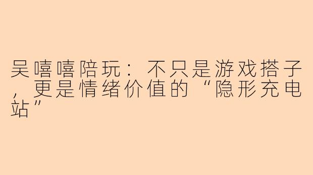 吴嘻嘻陪玩:不只是游戏搭子,更是情绪价值的“隐形充电站”