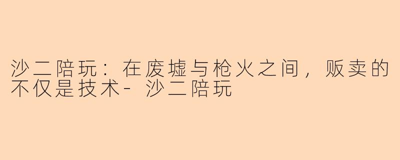 沙二陪玩：在废墟与枪火之间，贩卖的不仅是技术-沙二陪玩
