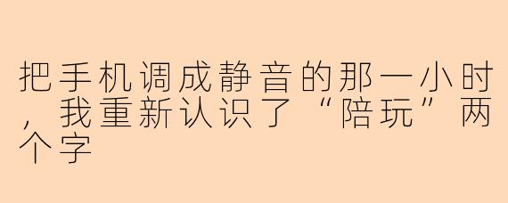 把手机调成静音的那一小时，我重新认识了“陪玩”两个字