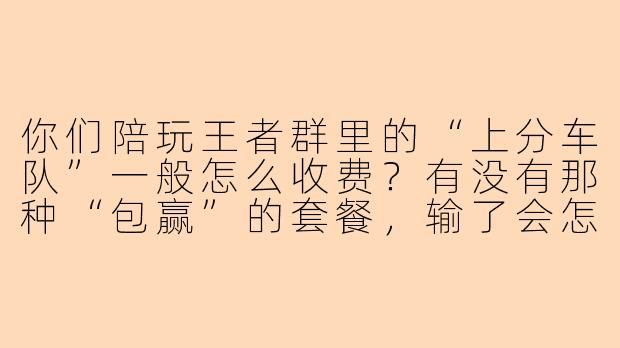 你们陪玩王者群里的“上分车队”一般怎么收费?有没有那种“包赢”的套餐,输了会怎么处理?