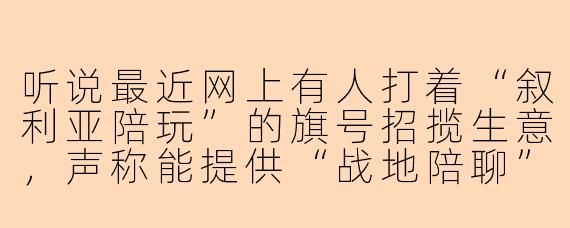 听说最近网上有人打着“叙利亚陪玩”的旗号招揽生意,声称能提供“战地陪聊”“废墟直播”甚至“代哭丧”服务,这到底是怎么回事?是真有这种职业,还是纯粹的骗局?