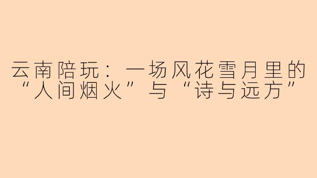 云南陪玩:一场风花雪月里的“人间烟火”与“诗与远方”