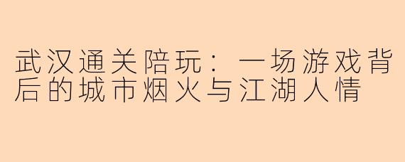 武汉通关陪玩:一场游戏背后的城市烟火与江湖人情