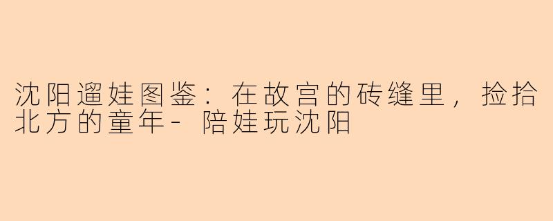 沈阳遛娃图鉴:在故宫的砖缝里,捡拾北方的童年-陪娃玩沈阳