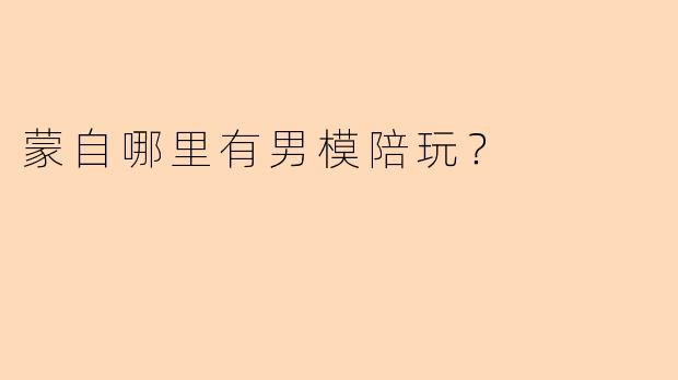 蒙自哪里有男模陪玩？
