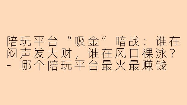 陪玩平台“吸金”暗战:谁在闷声发大财,谁在风口裸泳?-哪个陪玩平台最火最赚钱
