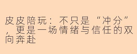 皮皮陪玩:不只是“冲分”,更是一场情绪与信任的双向奔赴