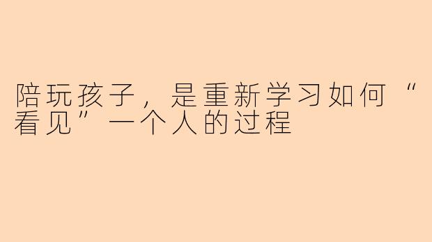 陪玩孩子,是重新学习如何“看见”一个人的过程