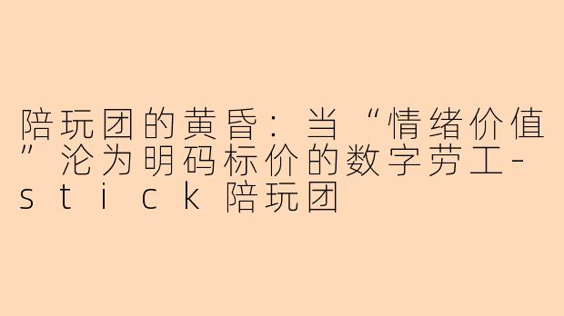陪玩团的黄昏:当“情绪价值”沦为明码标价的数字劳工-stick陪玩团