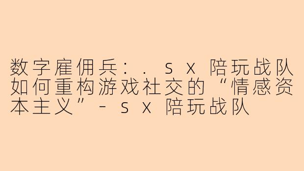数字雇佣兵：.sx陪玩战队如何重构游戏社交的“情感资本主义”-sx陪玩战队