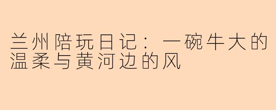 兰州陪玩日记：一碗牛大的温柔与黄河边的风