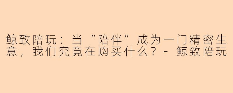 鲸致陪玩:当“陪伴”成为一门精密生意,我们究竟在购买什么?-鲸致陪玩