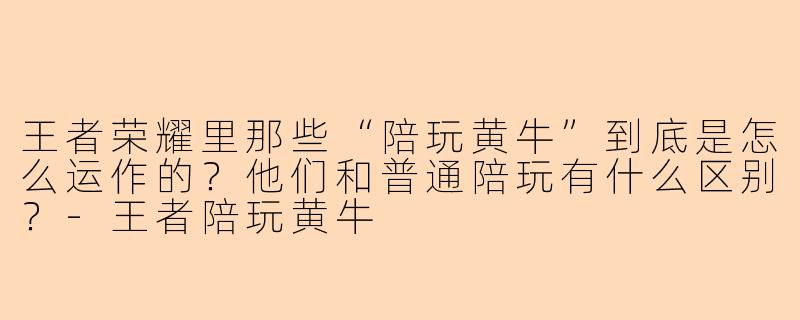 王者荣耀里那些“陪玩黄牛”到底是怎么运作的?他们和普通陪玩有什么区别?-王者陪玩黄牛