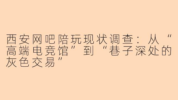 西安网吧陪玩现状调查：从“高端电竞馆”到“巷子深处的灰色交易”