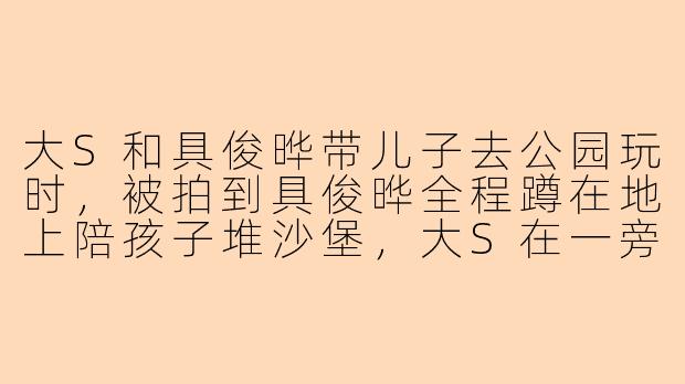 大S和具俊晔带儿子去公园玩时,被拍到具俊晔全程蹲在地上陪孩子堆沙堡,大S在一旁笑着递水,网友感叹“继父比亲爹还耐心”,你觉得这种“重组家庭”的温馨画面,能真正弥补孩子缺失的父爱吗?-大s具俊晔陪儿子玩