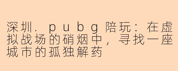 深圳.pubg陪玩:在虚拟战场的硝烟中,寻找一座城市的孤独解药