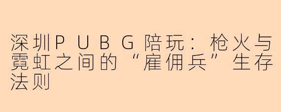 深圳PUBG陪玩:枪火与霓虹之间的“雇佣兵”生存法则