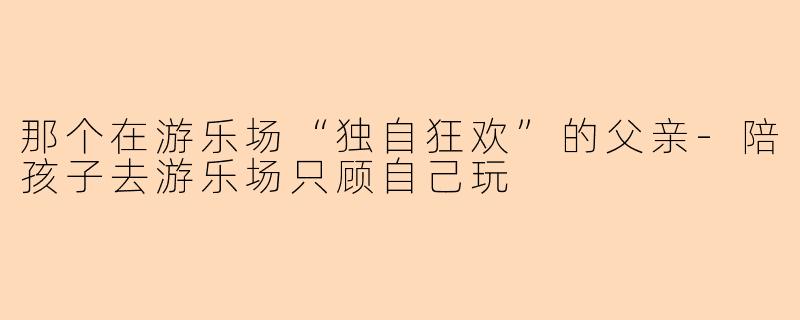 那个在游乐场“独自狂欢”的父亲-陪孩子去游乐场只顾自己玩