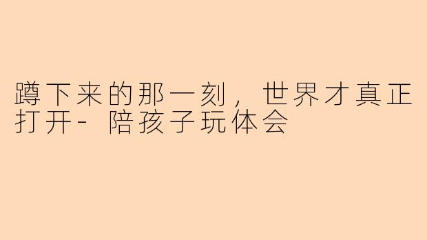 蹲下来的那一刻,世界才真正打开-陪孩子玩体会