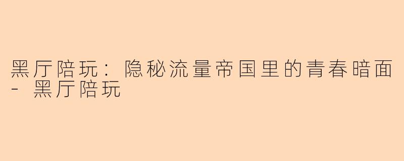 黑厅陪玩:隐秘流量帝国里的青春暗面-黑厅陪玩