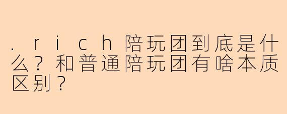 .rich陪玩团到底是什么?和普通陪玩团有啥本质区别?