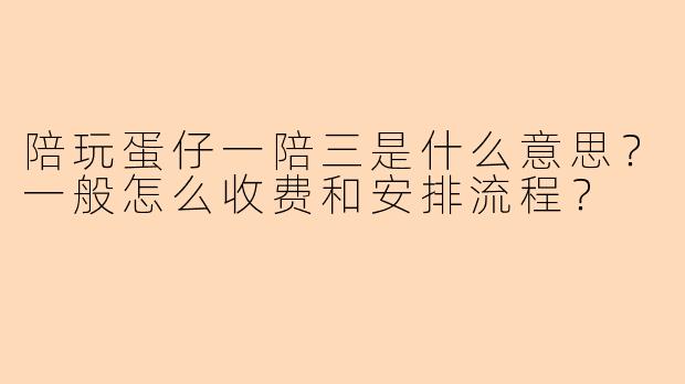 陪玩蛋仔一陪三是什么意思?一般怎么收费和安排流程?