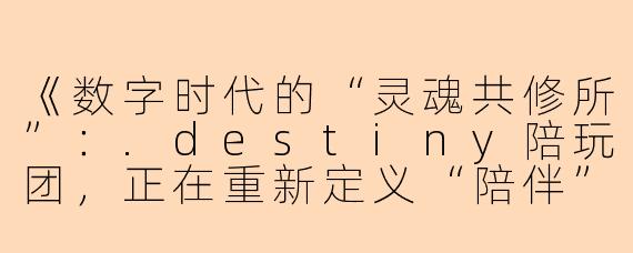 《数字时代的“灵魂共修所”：.destiny陪玩团，正在重新定义“陪伴”的边界》