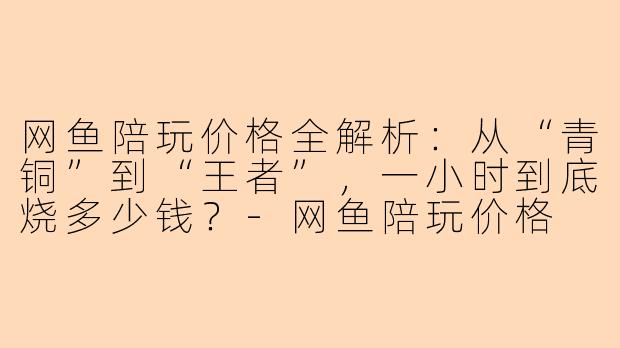 网鱼陪玩价格全解析:从“青铜”到“王者”,一小时到底烧多少钱?-网鱼陪玩价格