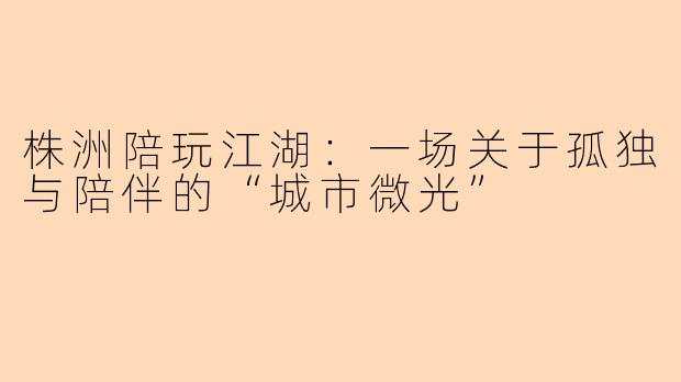 株洲陪玩江湖：一场关于孤独与陪伴的“城市微光”