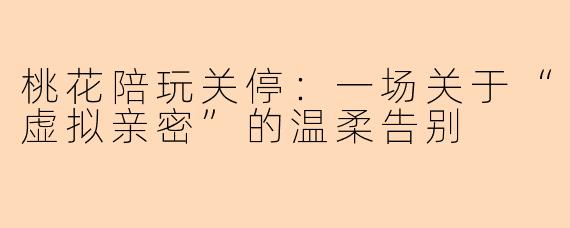 桃花陪玩关停:一场关于“虚拟亲密”的温柔告别