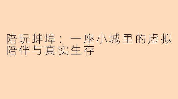 陪玩蚌埠:一座小城里的虚拟陪伴与真实生存