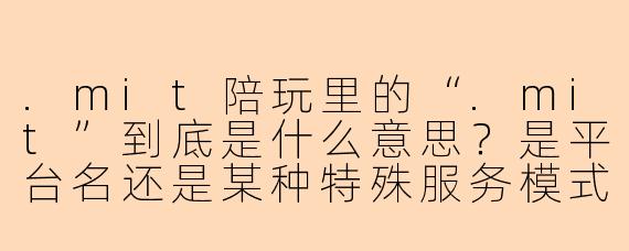 .mit陪玩里的“.mit”到底是什么意思?是平台名还是某种特殊服务模式?