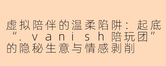 虚拟陪伴的温柔陷阱：起底“.vanish陪玩团”的隐秘生意与情感剥削
