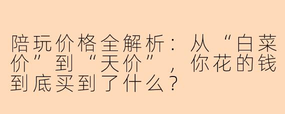 陪玩价格全解析:从“白菜价”到“天价”,你花的钱到底买到了什么?