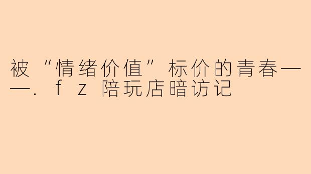 被“情绪价值”标价的青春——.fz陪玩店暗访记