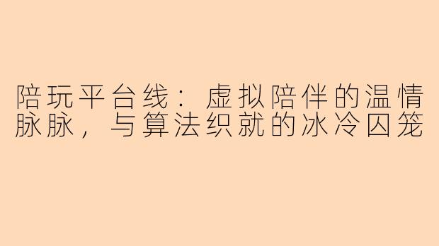陪玩平台线:虚拟陪伴的温情脉脉,与算法织就的冰冷囚笼