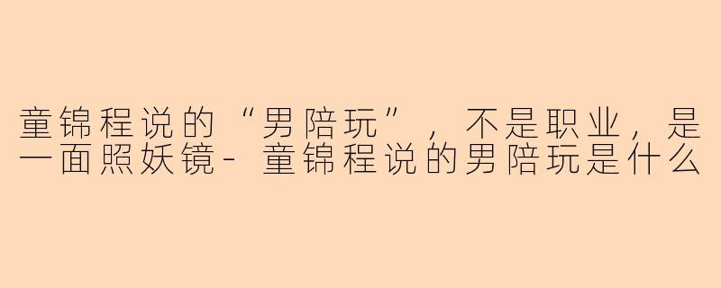 童锦程说的“男陪玩”,不是职业,是一面照妖镜-童锦程说的男陪玩是什么