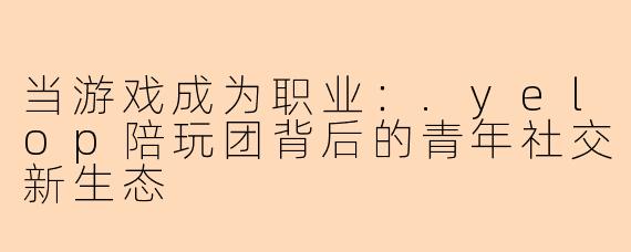当游戏成为职业:.yelop陪玩团背后的青年社交新生态