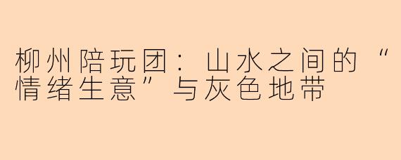柳州陪玩团:山水之间的“情绪生意”与灰色地带