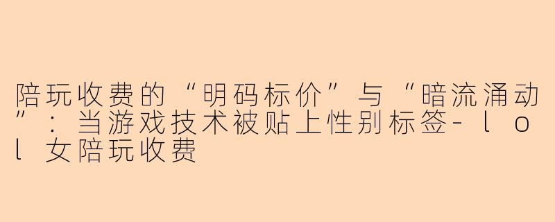 陪玩收费的“明码标价”与“暗流涌动”:当游戏技术被贴上性别标签-lol女陪玩收费