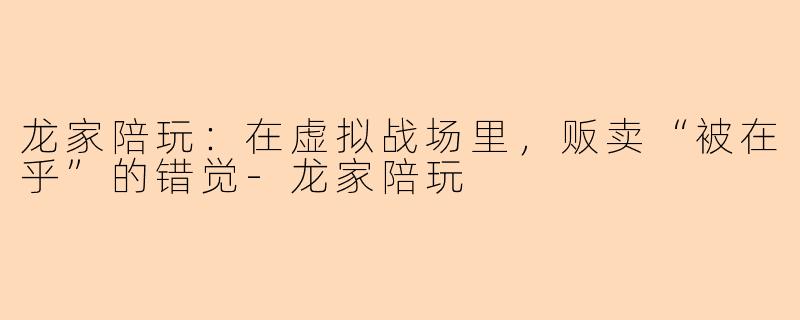 龙家陪玩：在虚拟战场里，贩卖“被在乎”的错觉-龙家陪玩