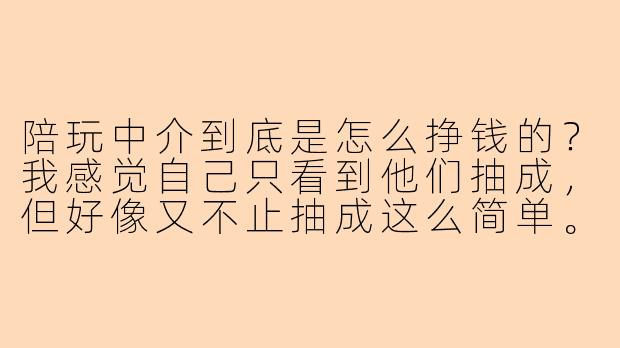 陪玩中介到底是怎么挣钱的？我感觉自己只看到他们抽成，但好像又不止抽成这么简单。-陪玩中介挣钱