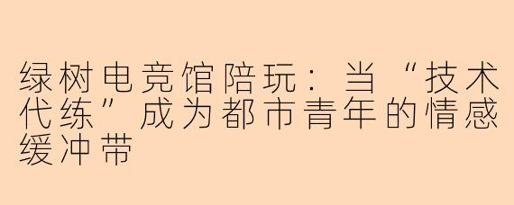 绿树电竞馆陪玩:当“技术代练”成为都市青年的情感缓冲带