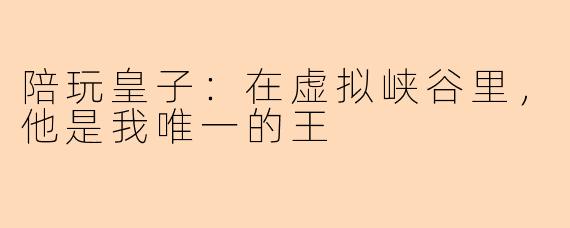 陪玩皇子:在虚拟峡谷里,他是我唯一的王