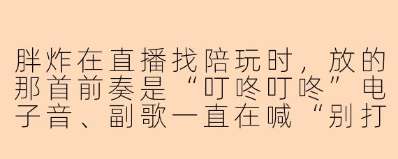 胖炸在直播找陪玩时,放的那首前奏是“叮咚叮咚”电子音、副歌一直在喊“别打啦别打啦”的洗脑神曲到底叫什么名字?