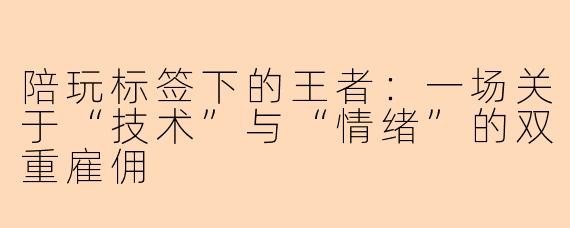陪玩标签下的王者:一场关于“技术”与“情绪”的双重雇佣
