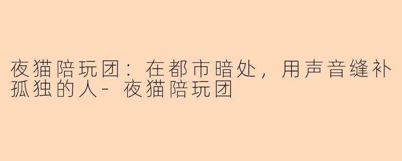 夜猫陪玩团:在都市暗处,用声音缝补孤独的人-夜猫陪玩团