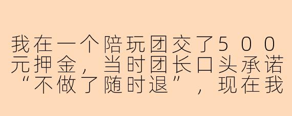 我在一个陪玩团交了500元押金，当时团长口头承诺“不做了随时退”，现在我不想干了要求退押金，对方却以“押金是平台保证金，已经交给系统了”为由拒绝退还，还把我踢出了群聊，这种情况我能要回钱吗？