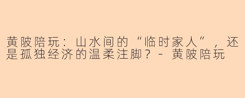 黄陂陪玩:山水间的“临时家人”,还是孤独经济的温柔注脚?-黄陂陪玩